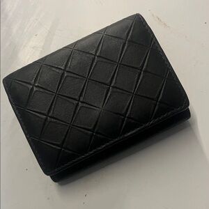 Bottega Veneta compact large interwoven intreciato wallet black